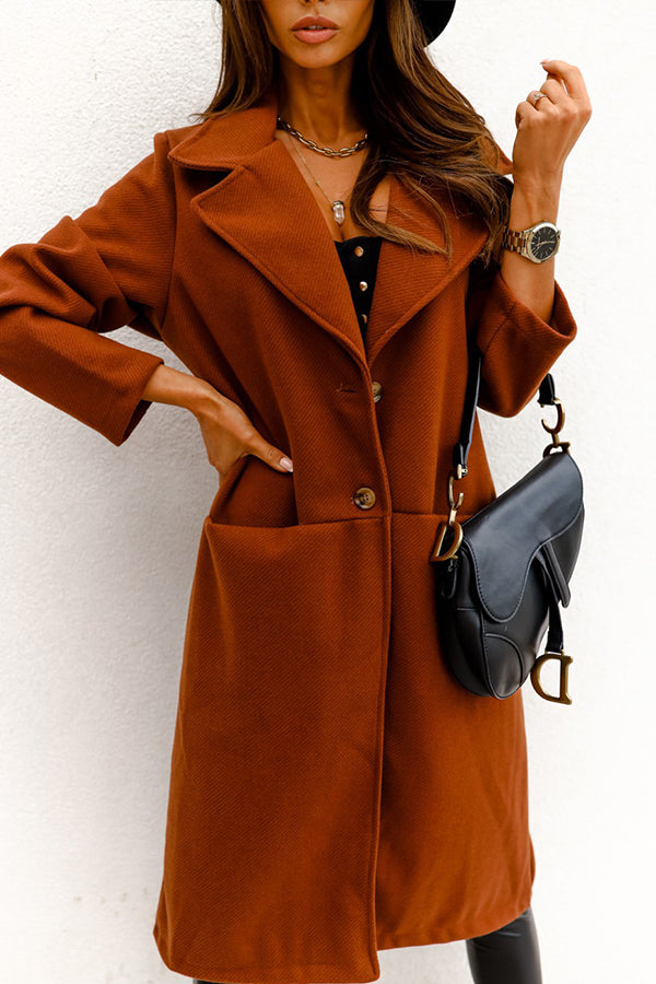 Elegant Coat with Plain Pockets