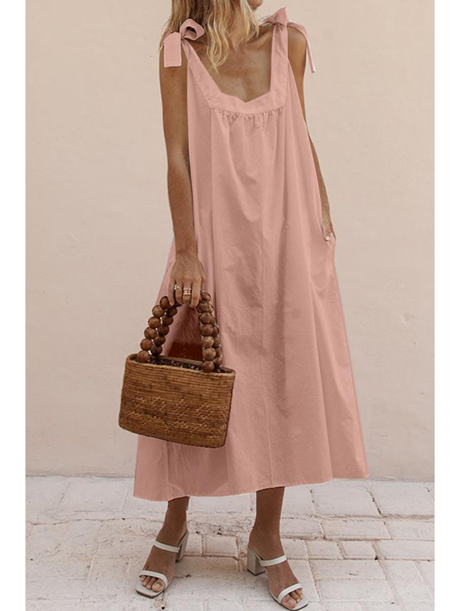 Ruffled feminine sexy backless lace-up dress