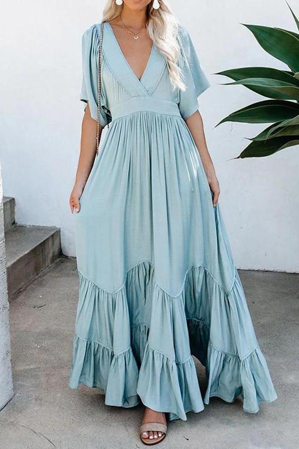 Bohemian Solid Color Long Dress