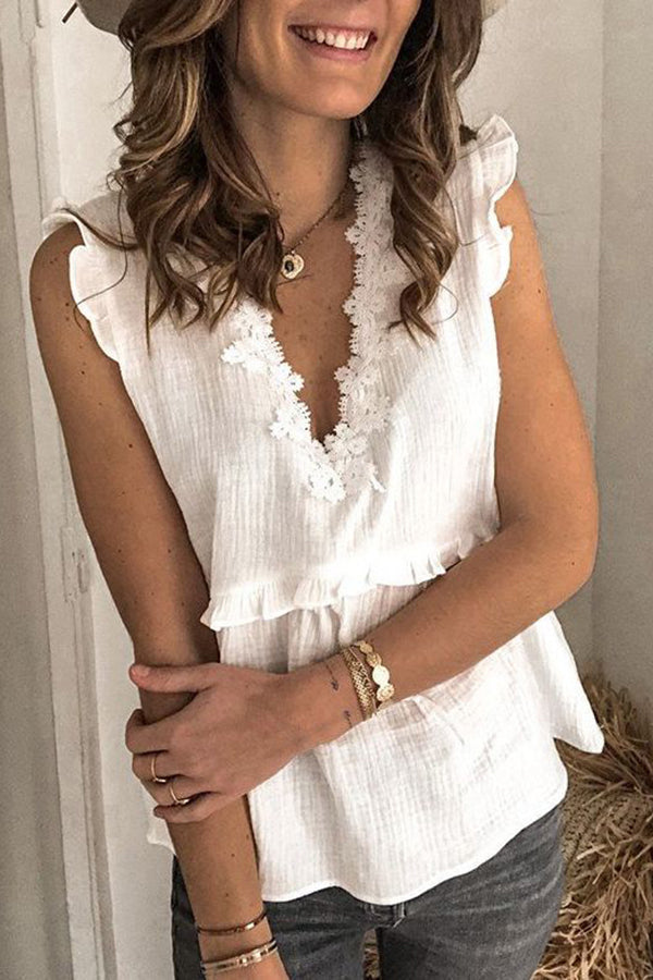 Women's V-neck Sleeveless Tank Top T-shirt