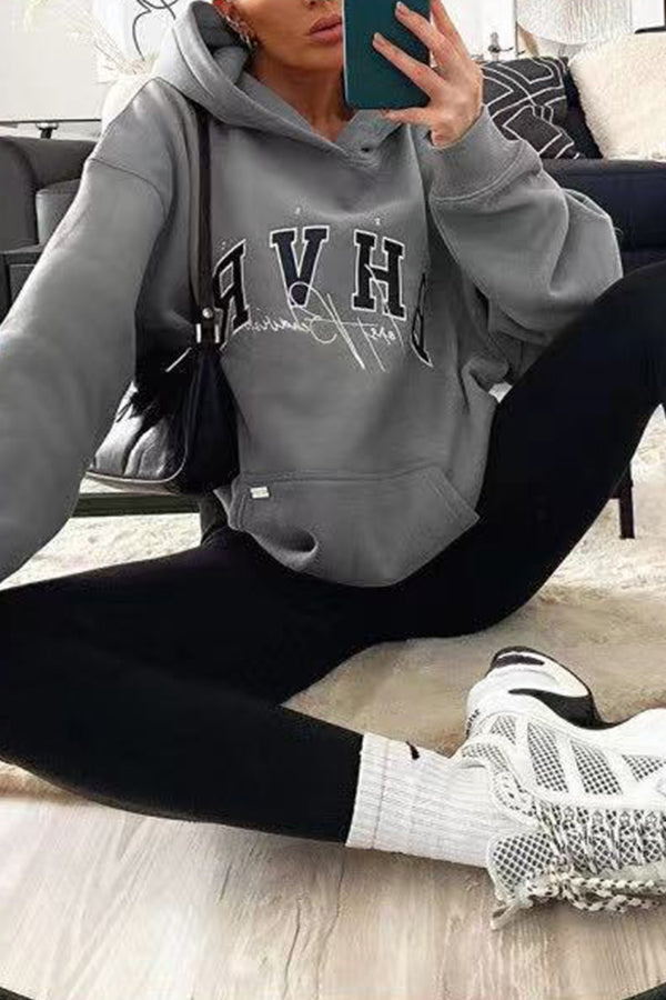 Vintage BHVR Printed Loose Long Sleeve Sweatshirt