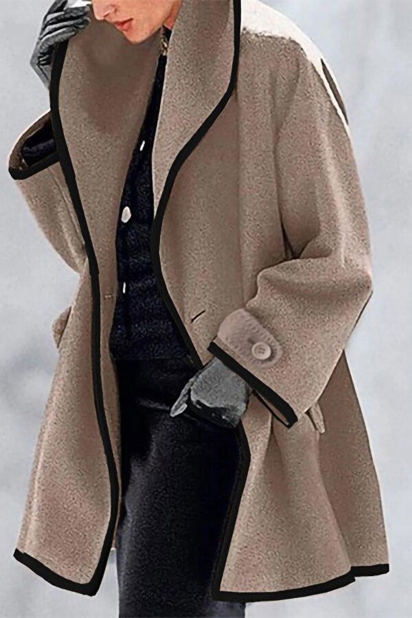 Loose Collar Solid Color Coat