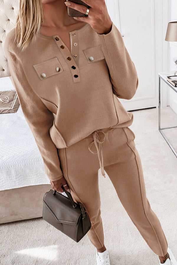 New women's round neck button two-piece suit