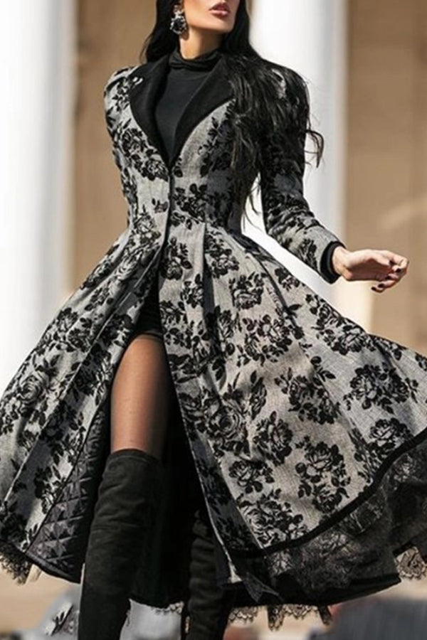 Casual V-neck Printed Women's Coat
