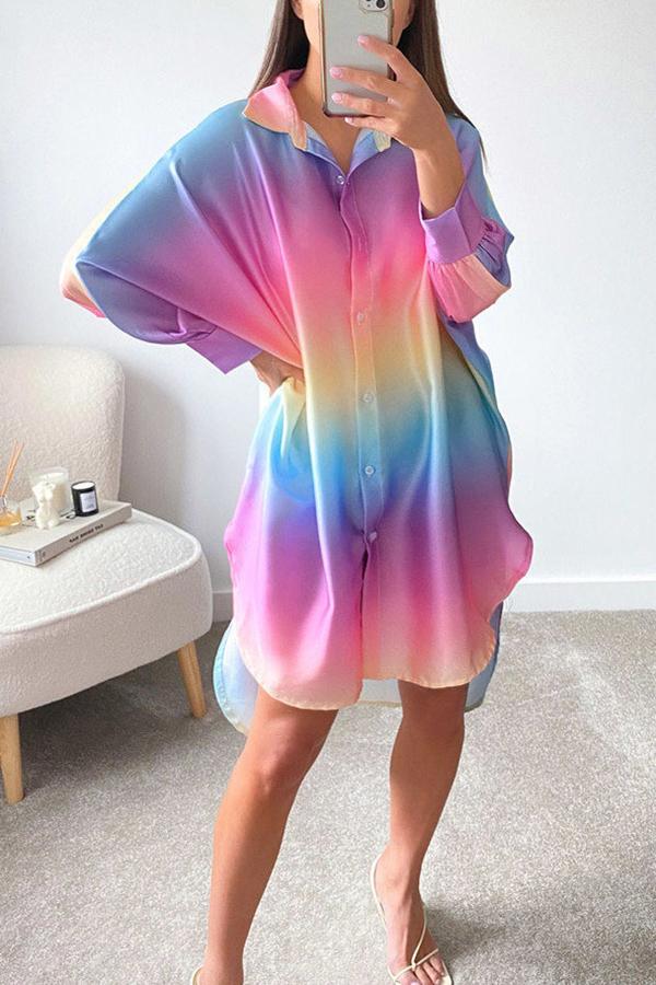 The Prettiest Rainbow Oversized Shirt Dress