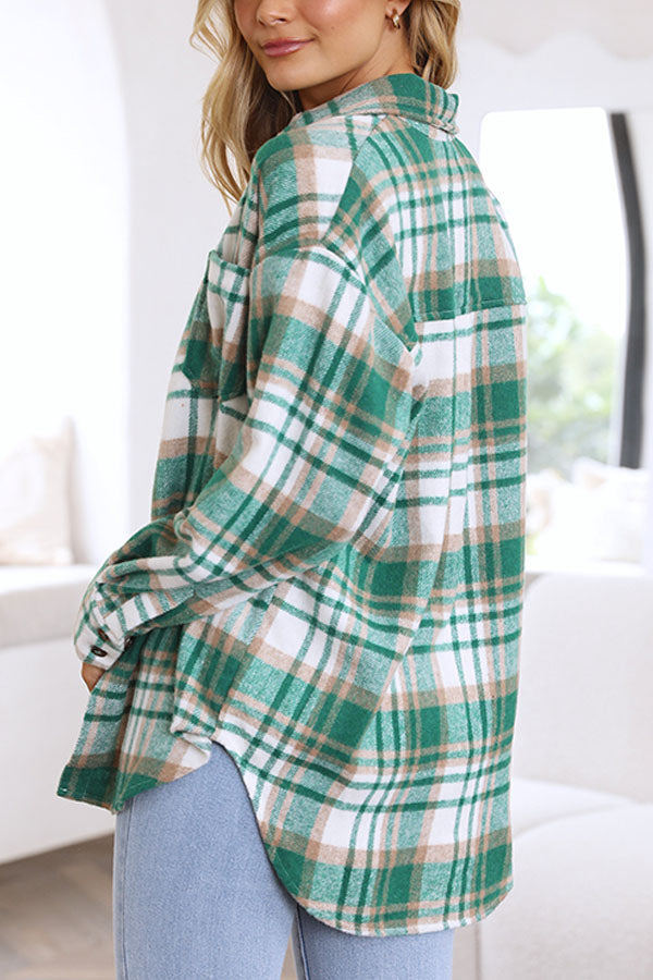 New Women's Plaid Shirt Coat