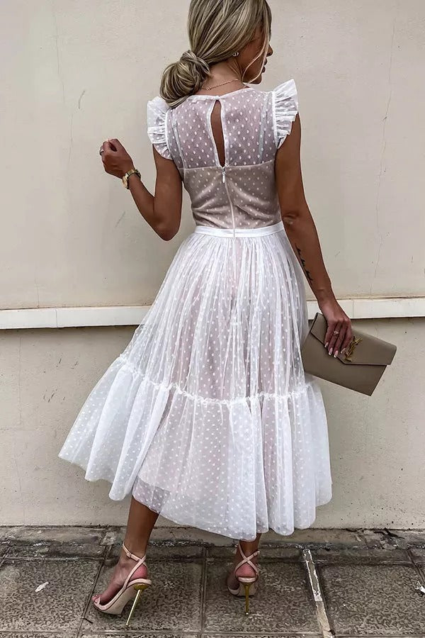 All The Romance Bow Tie Lace Midi Dress