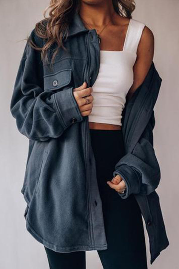 Solid Fleece Wool-Blend Oversize Coat