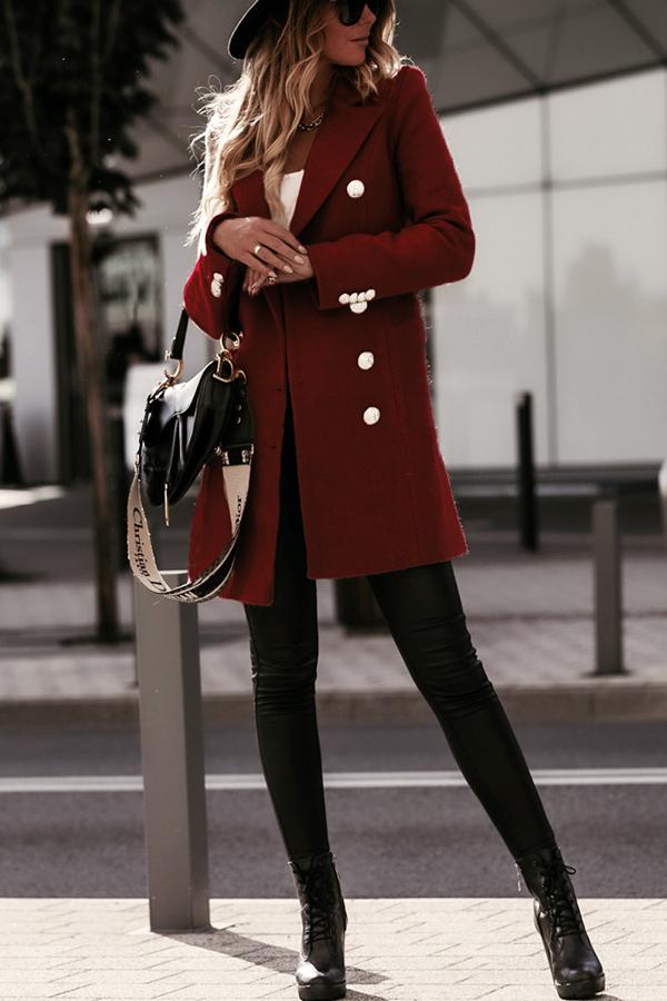 Solid Color Button Down Coat