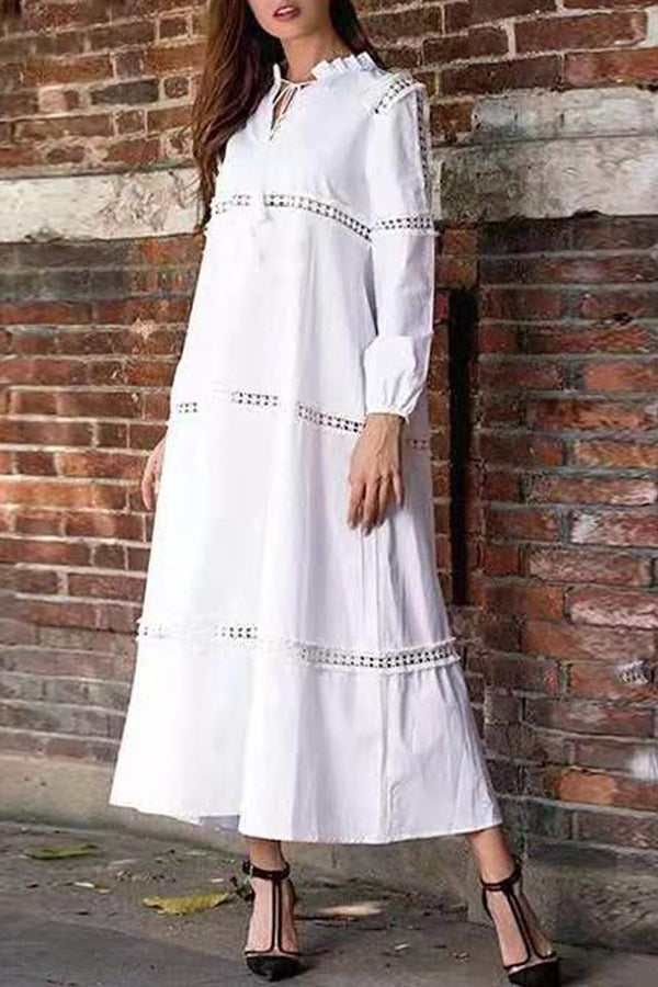 Women's Casual Loose Lace Panel Long Dress