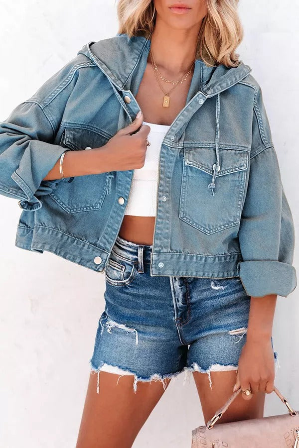 Let's Do This Cotton Blend Pocketed Hooded Jacket