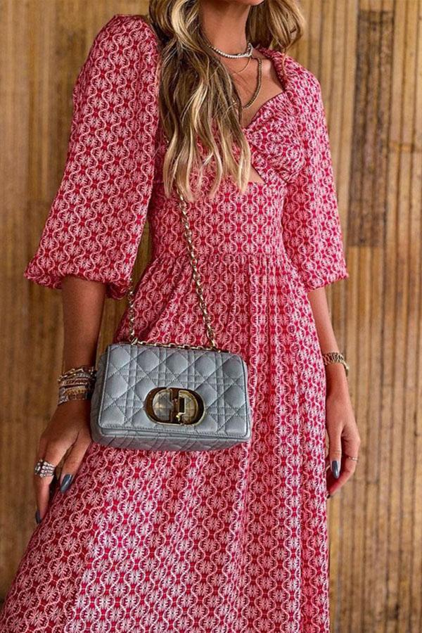 Loose Mid-length Printed Dress