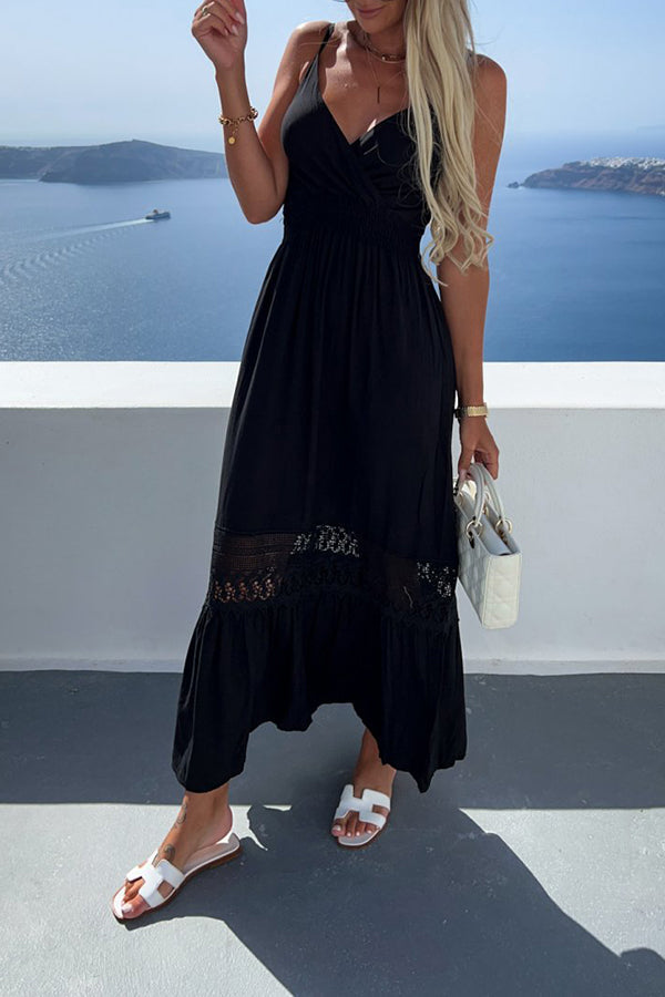 Sexy Holiday Lace Patchwork Sling Dress