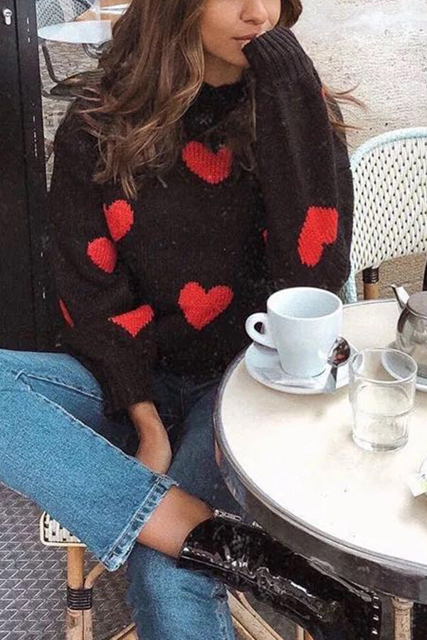 Loving round neck loose knit sweater women