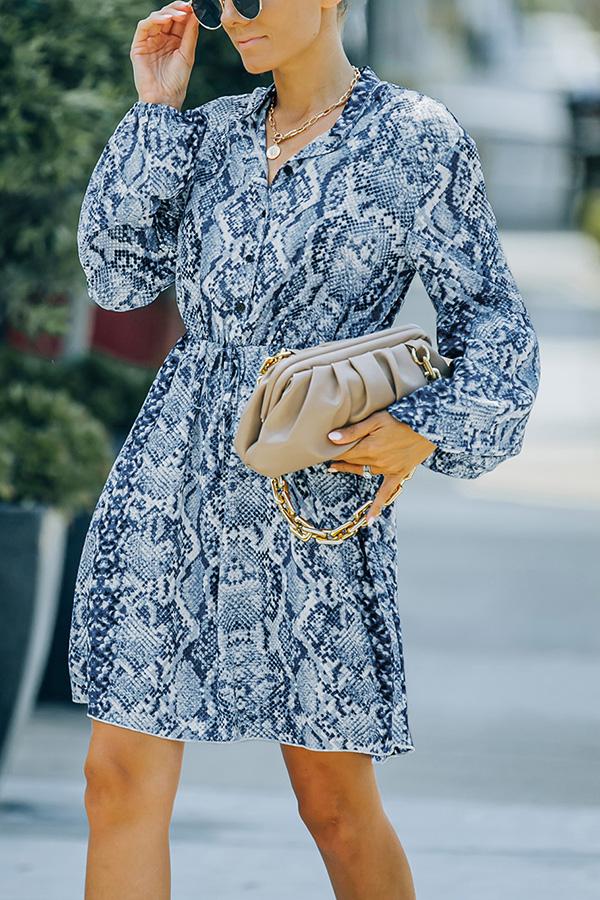 Printed Button Down Mini Dress