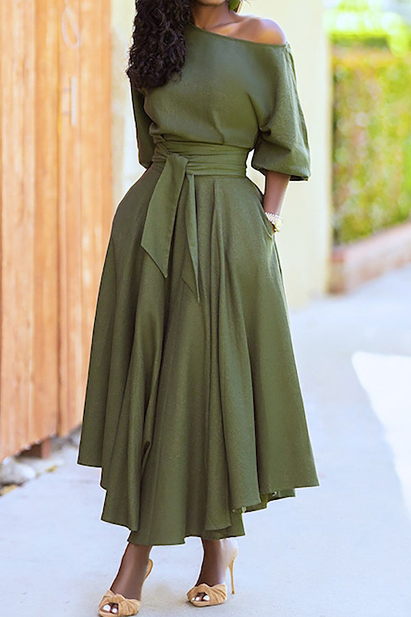 Fashion Oblique Shoulder Strap Dress