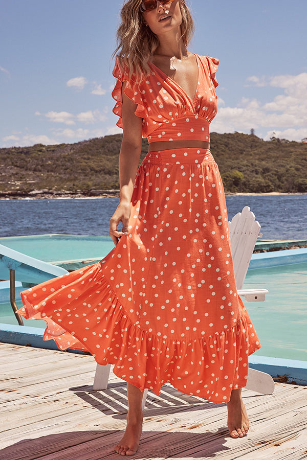 Day On The Beach Poka Dot Print Dress Suit