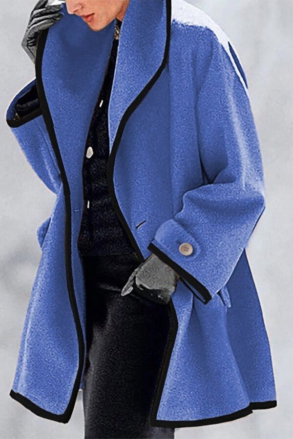Loose Collar Solid Color Coat
