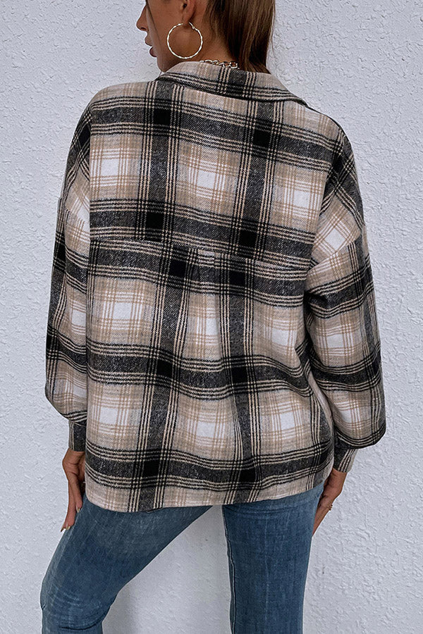 Turn Over The Leader Female Slim Long-sleeved Plaid
