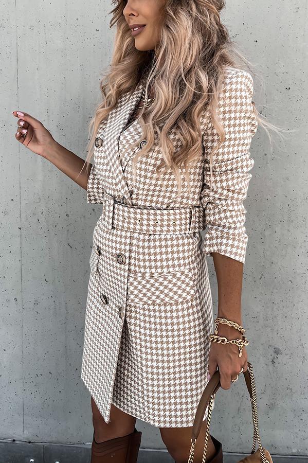 Houndstooth Button Down Blazer Dress