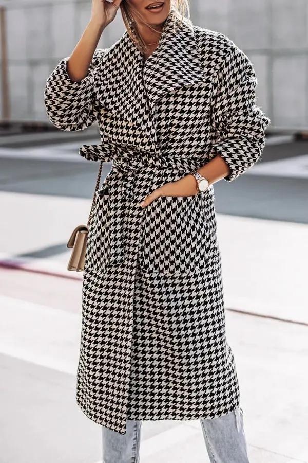 Warm Plaid Woolen Long Coat