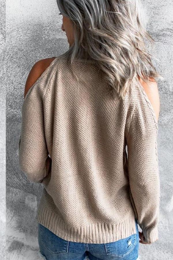 High-neck Off-the-shoulder Sweater