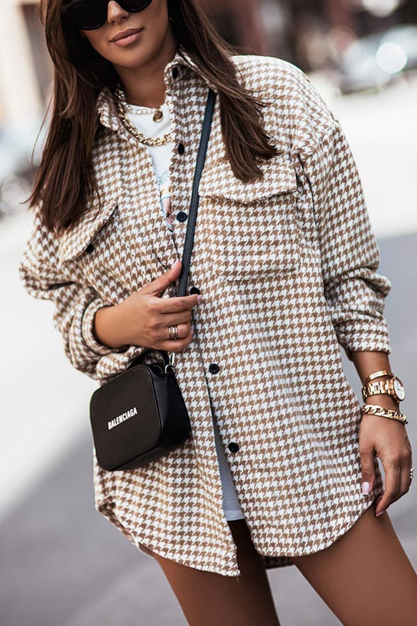 Houndstooth Shirt Jacket