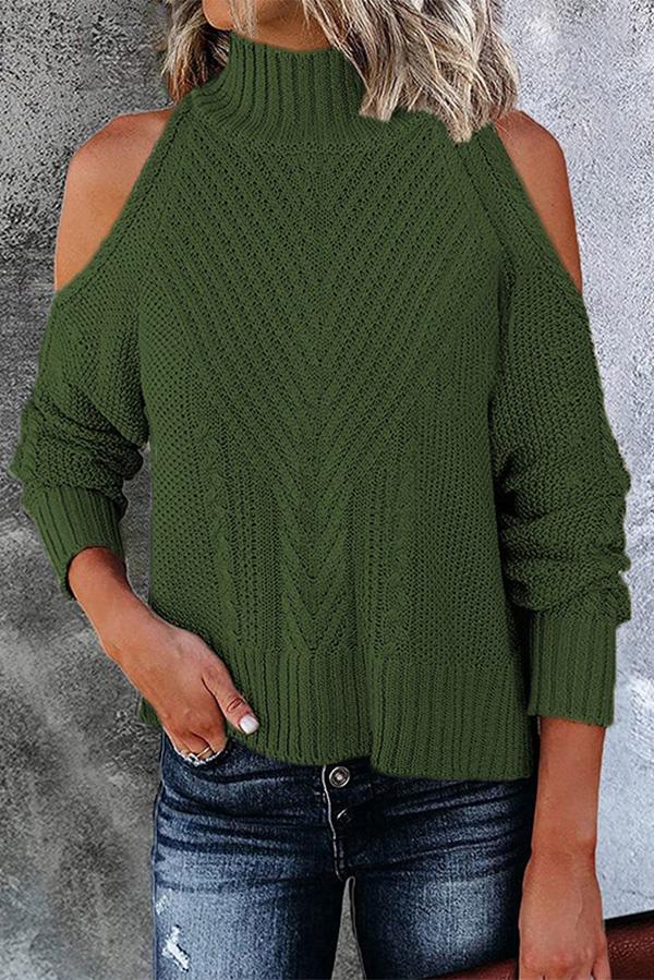 High-neck Off-the-shoulder Sweater