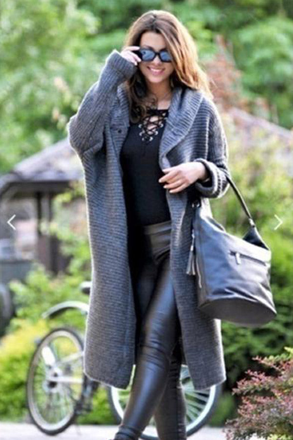 Solid Long Sweater Loose Knitting Cardigan