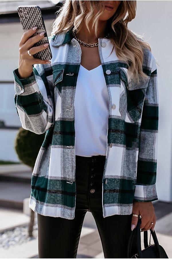 Unstoppable Feeling Plaid Pocketed Relaxed Jacket