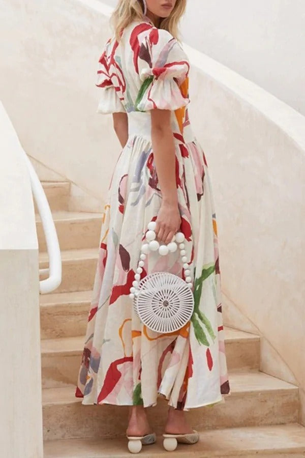 Retro Elegant Boho Short Sleeve Long Dress