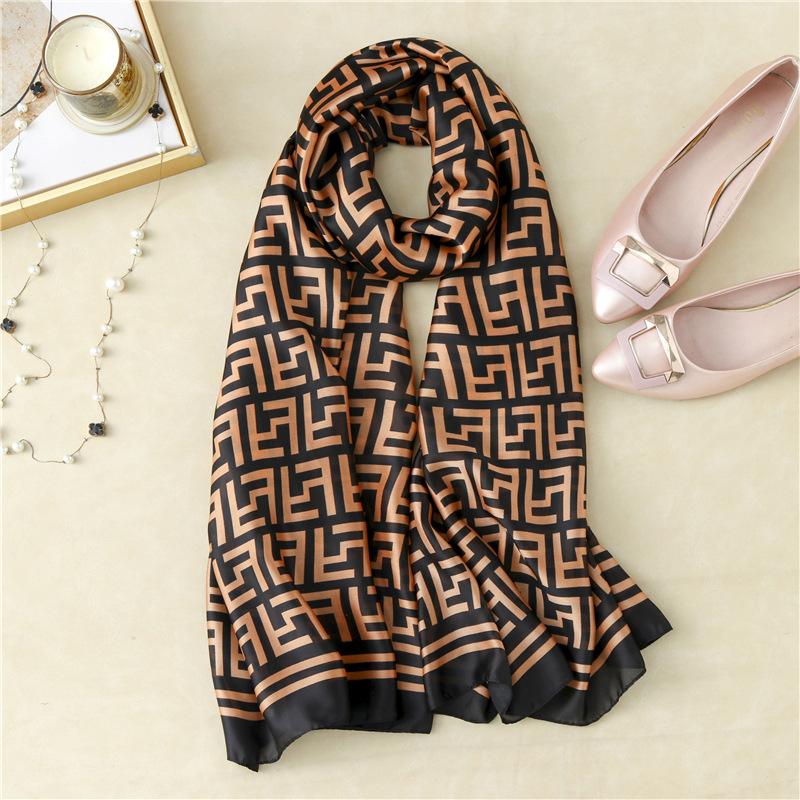 Printed silk scarf letter shawl sun protection beach towel