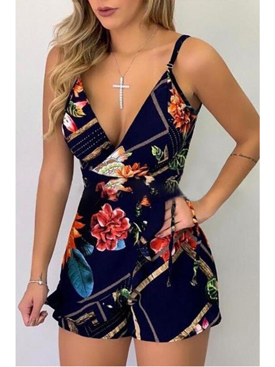 Sexy Nature Print Sling Romper