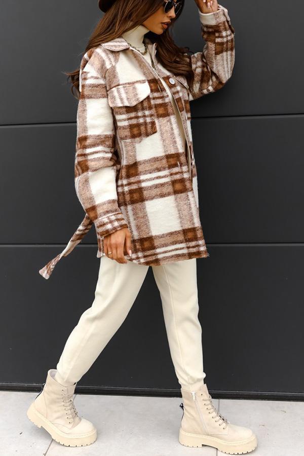 Plaid Tie Front Coat