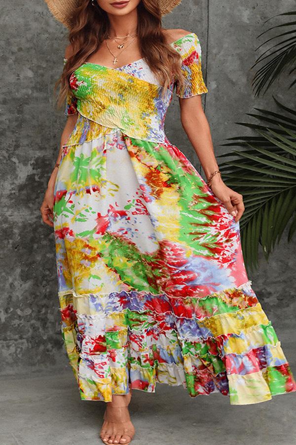 Elegant tie-dye print dress