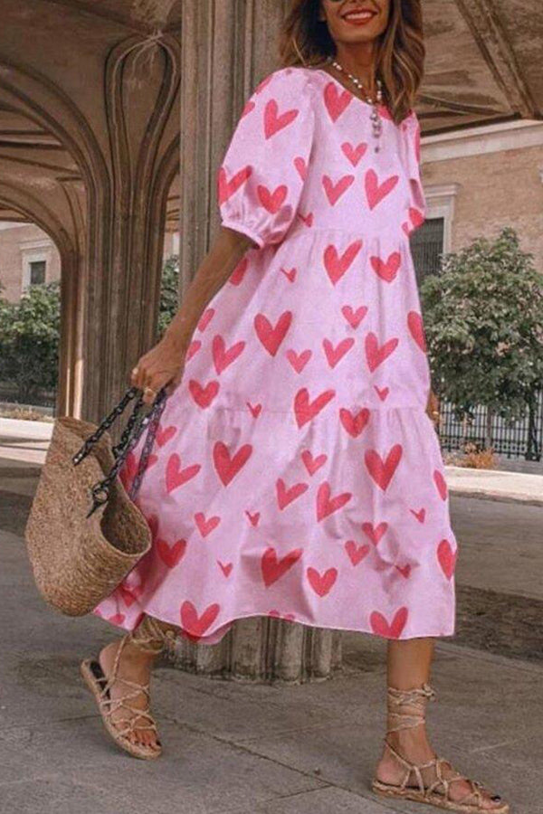 Love Print Bohemian Dress