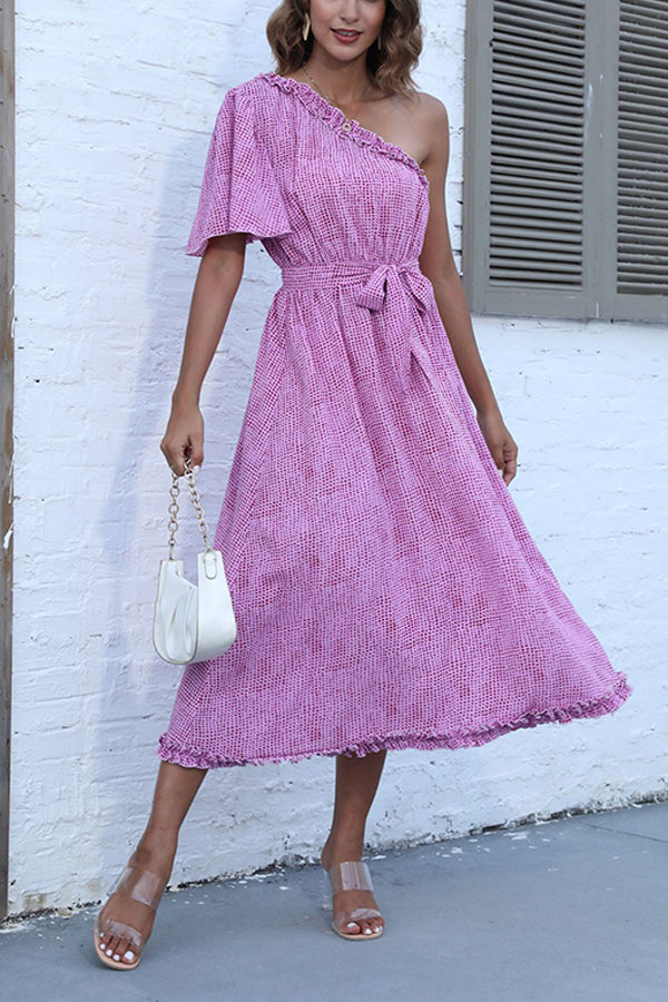 New Solid Diagonal Dress