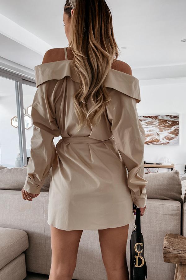 Perfect Together Cold Shoulder Shirt Dress