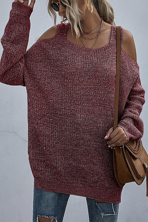 Solid Color Knitted Sling Strapless Base Sweater