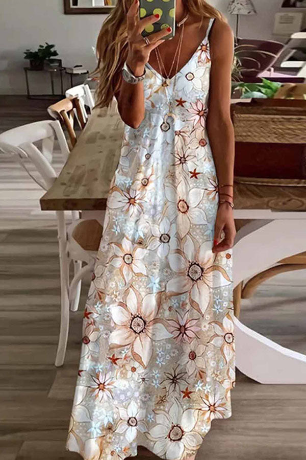 Tropical Floral Vacation Maxi Dress