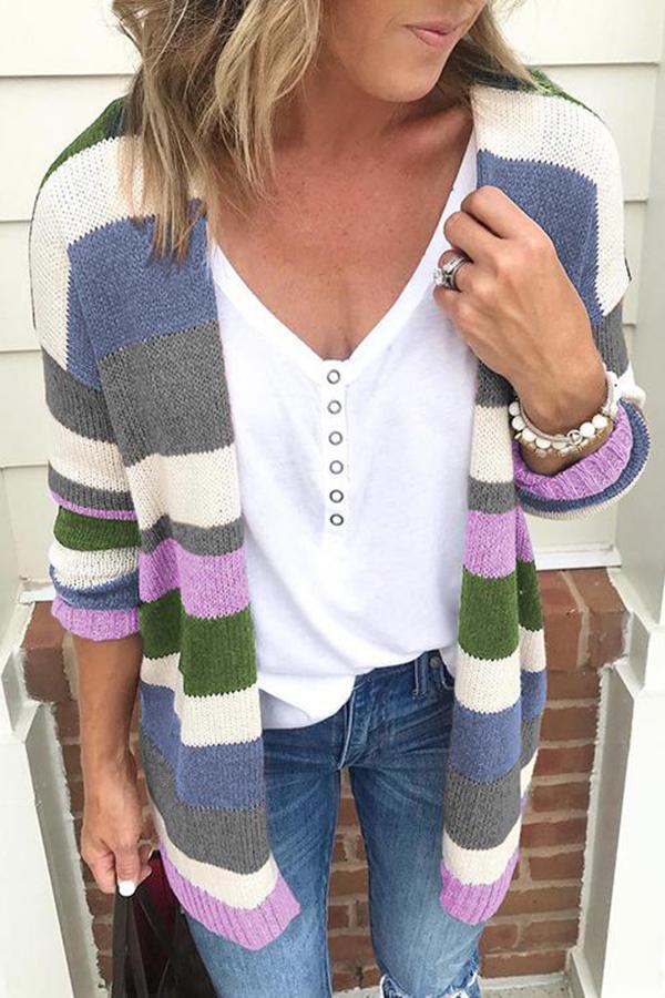 Christmas Dream Color Block Relaxed Cardigan