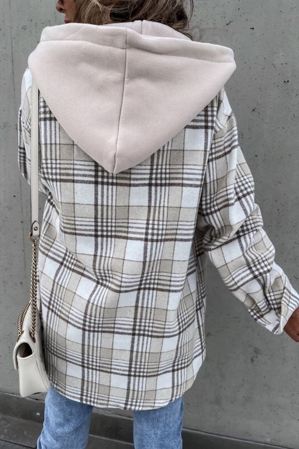 Chic Plaid Hooded Coat