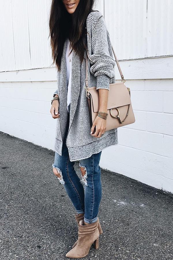 Plaid Long Sleeve Midi Coat