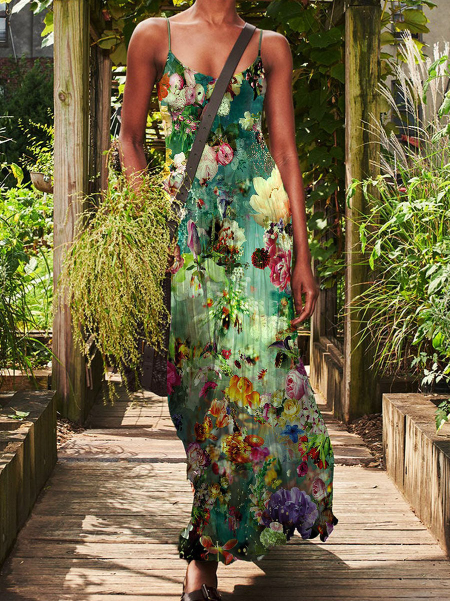 O-Neck Shift Casual Cotton Maxi Dress