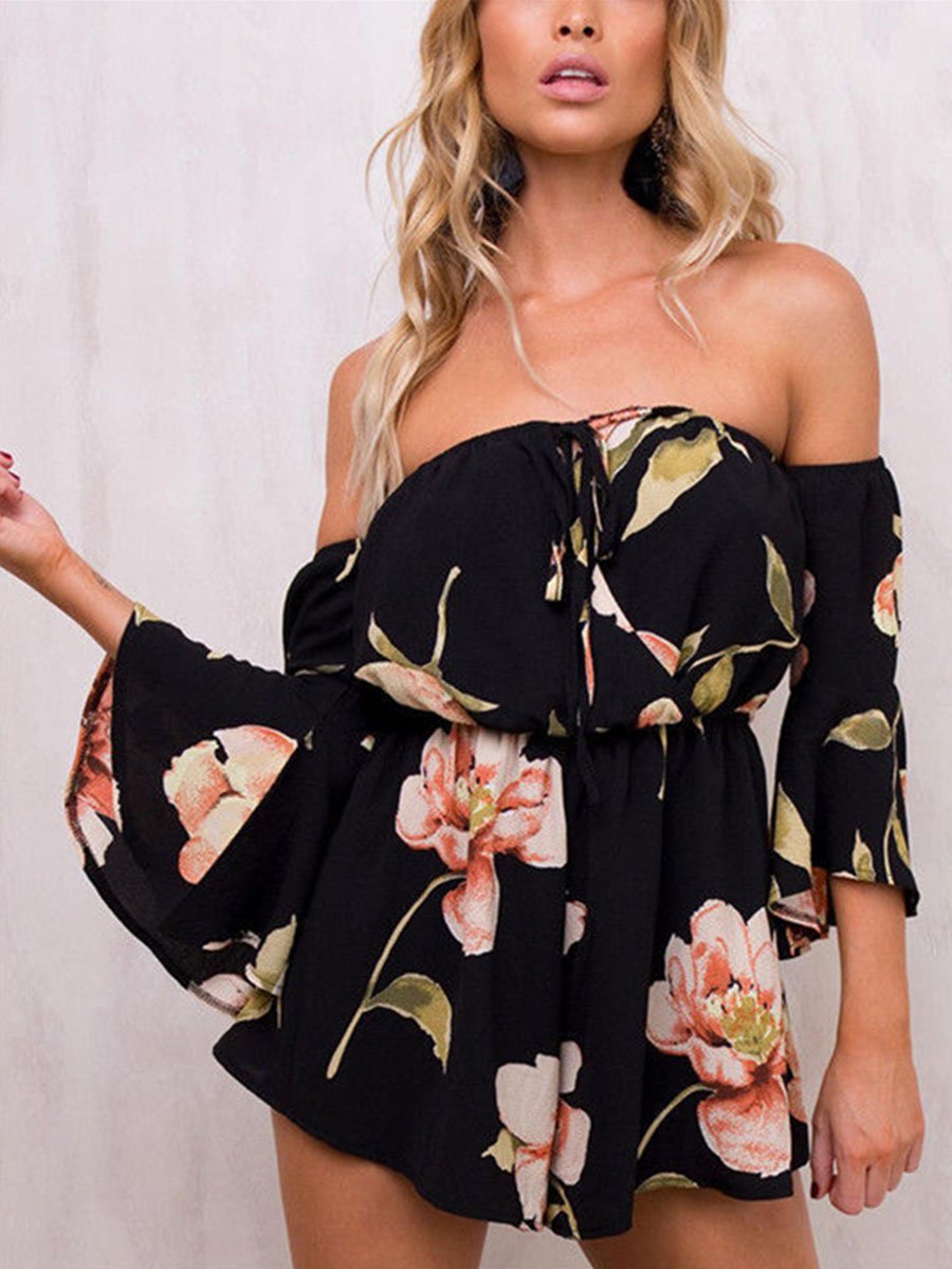 Sexy Shoulder Speaker Printing Jumpsuit