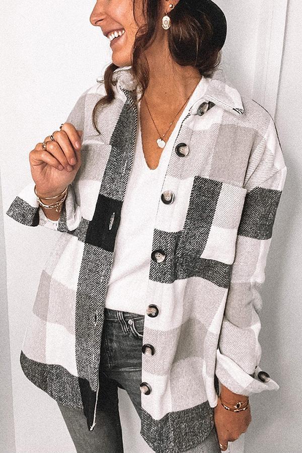 Plaid Woolen Shirt Jacket