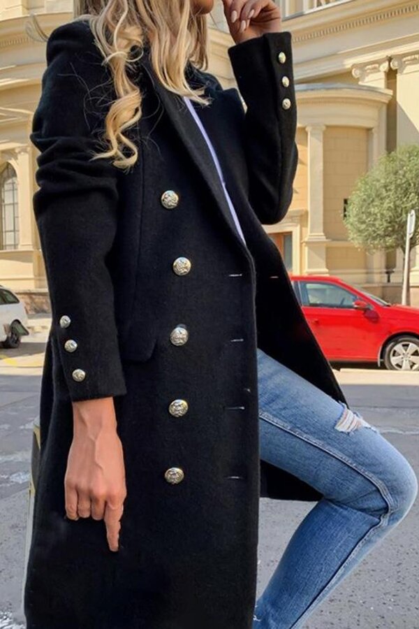 Mid-length Double Breasted Uniform Coat