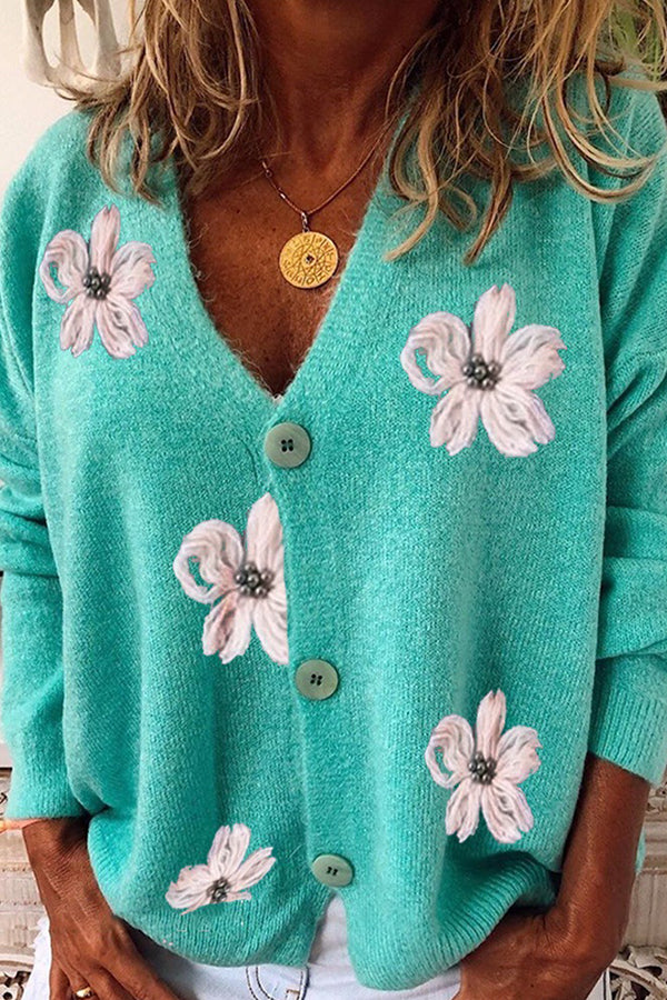 Casual Print Long Sleeve Sweater