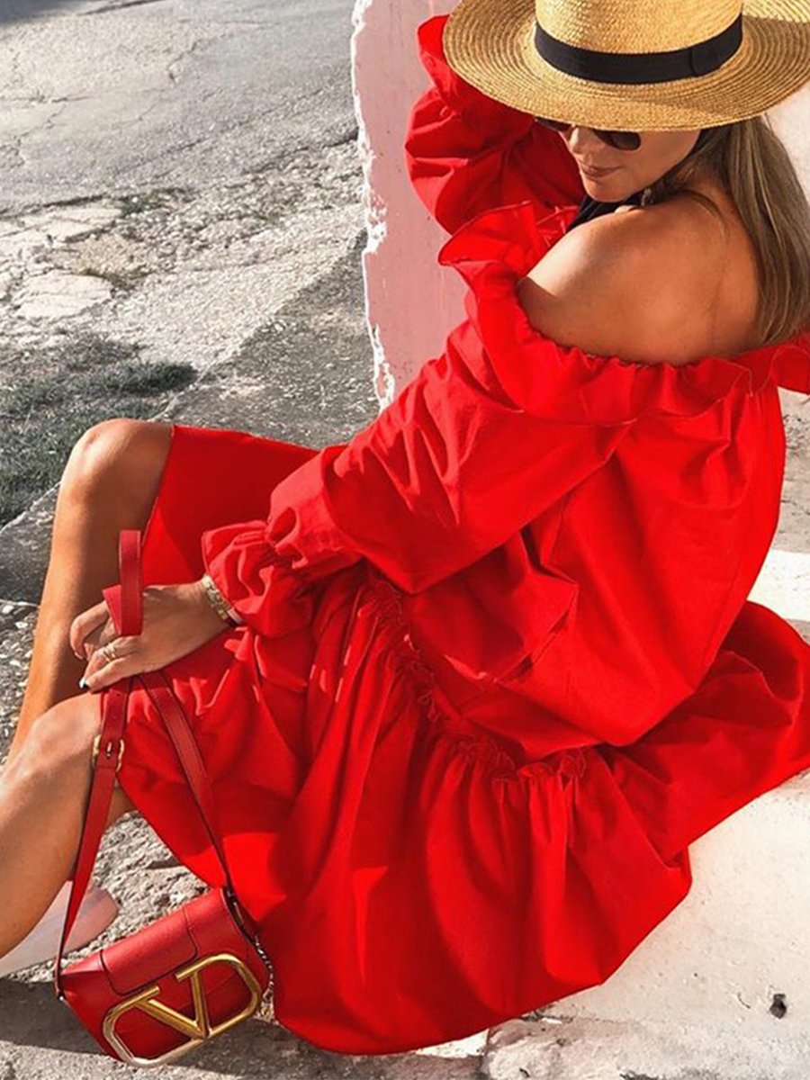 Irregular Off Shoulder Maxi Dress