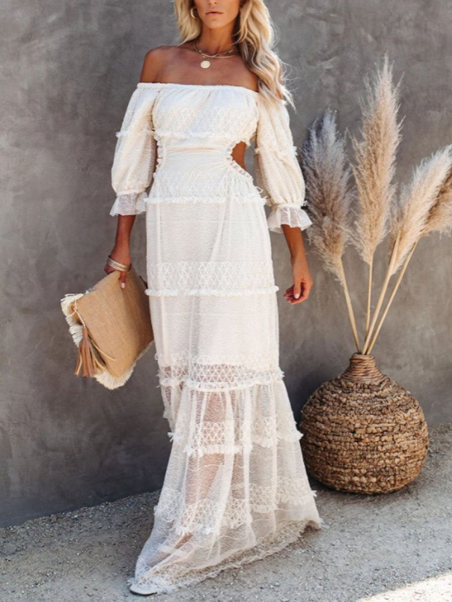 Open Waist Lace Patchwork Dress